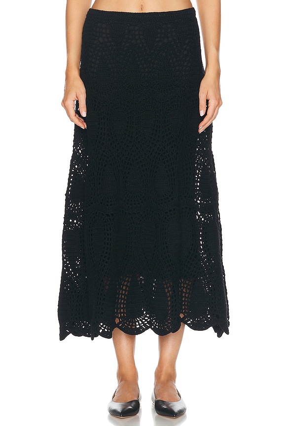 Zimmermann Rhiannon Embroidered Skirt in Black | FWRD