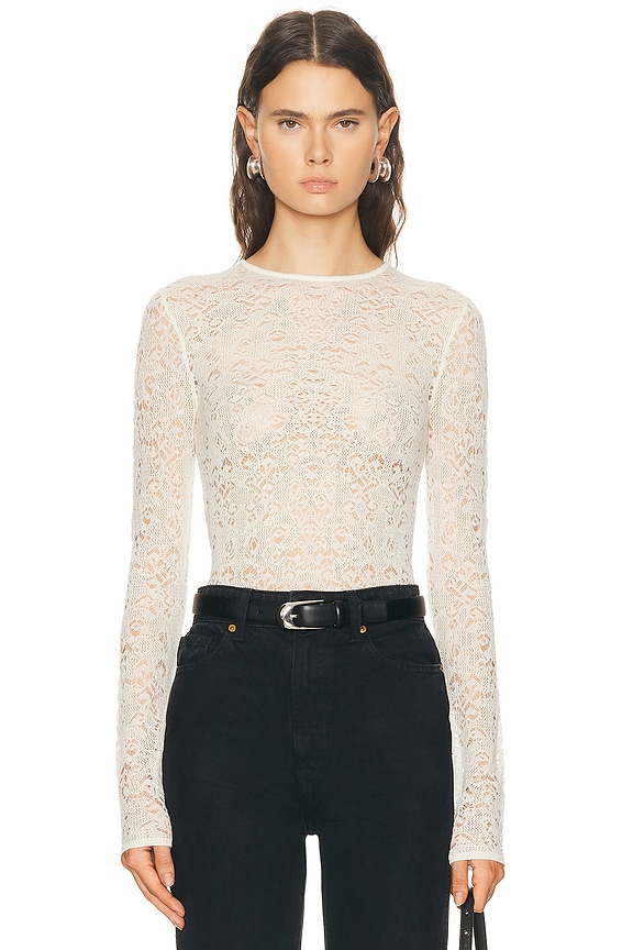 Alexander Wang Logo Long Sleeve T-Shirt in White & Black | FWRD