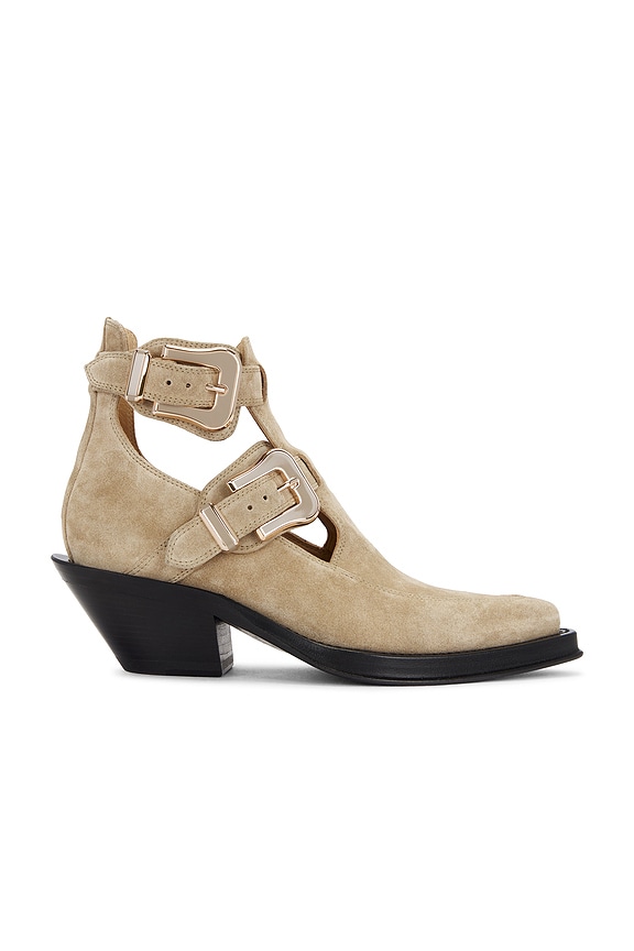 Chloe Susanna Leather Studded Ankle Boots in Cloudy White | FWRD
