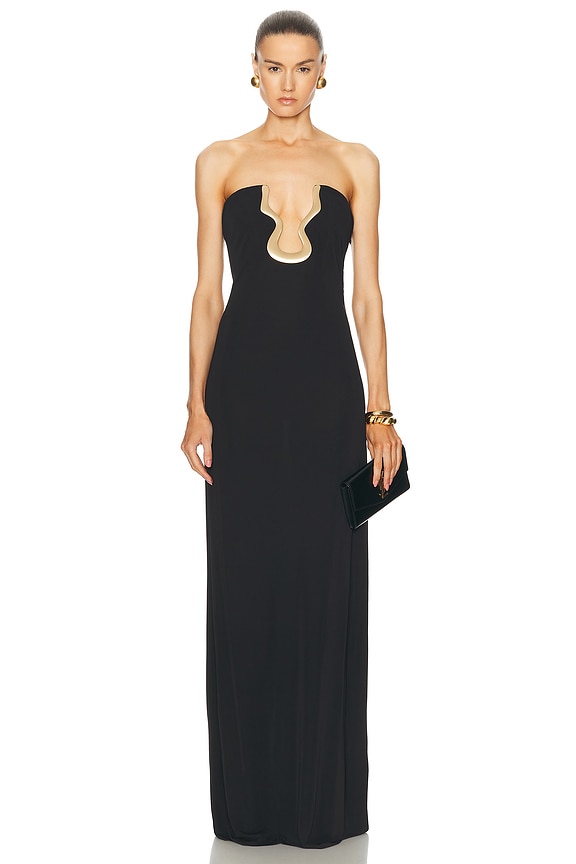 Christopher Esber Reverse Halter Silk Dress in Black