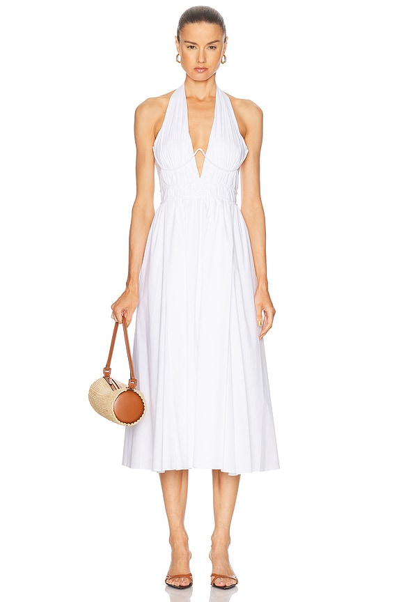 Tome Pleated Halter Dress in Ivory | FWRD Tome Pleated Halter Dress in Ivory | FWRD