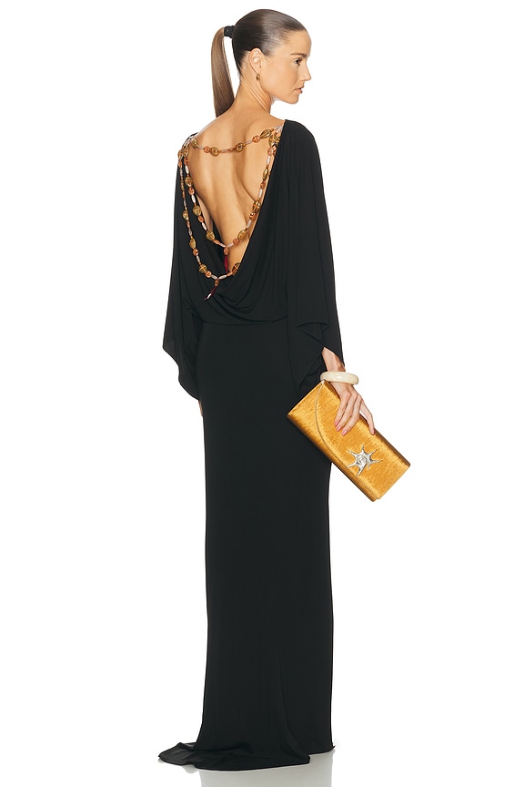 cult gaia black dress with gold Armand Gown in Ambar knit dress