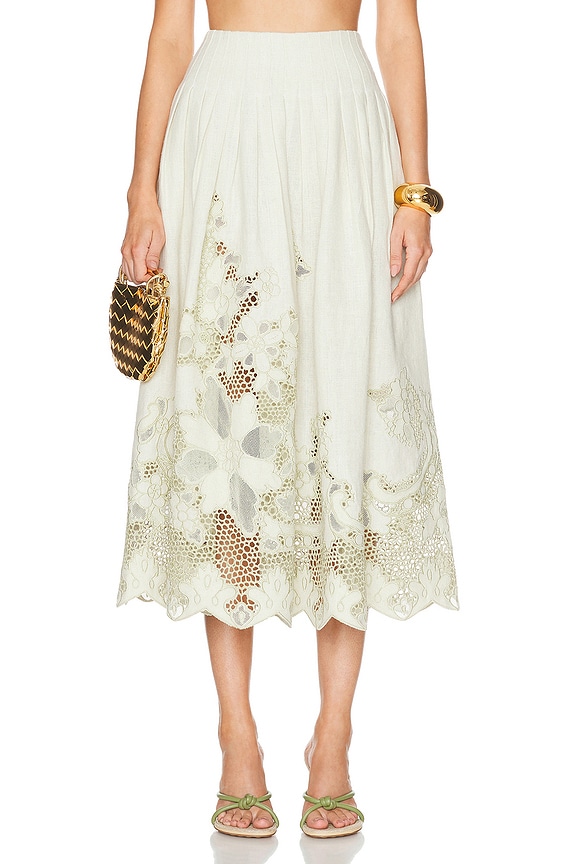 【Zimmermann】PLEATED MIDI SKIRT プリーツ スカート Pleated Midi Skirt Parchment Online | Zimmermann