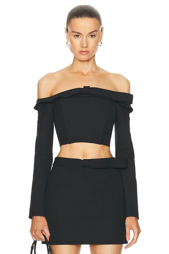 Christopher Esber Distort Quartz Shoulderless Top in Black Christopher Esber Distort Quartz Shoulderless Top in Black