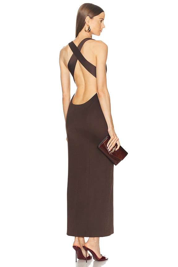 Magda Butrym Lace Up Back Leather Dress in Black | FWRD