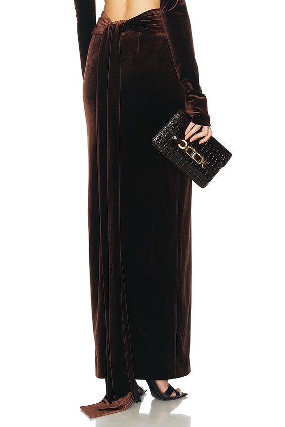 スカート Chloe FW22 Knit long skirt (C22AMJ02550 871) Chloe Crochet Wool Skirt in Chocolate Brown | FWRD