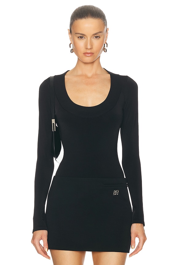 Balenciaga Long Sleeve Decollete Top in Black | FWRD
