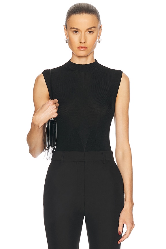 Burberry Zip Front Top in Black | FWRD