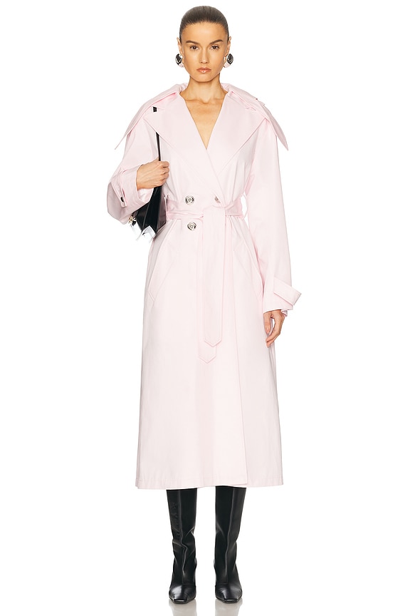 Staud Liam Trench Coat in Rose Quartz | FWRD