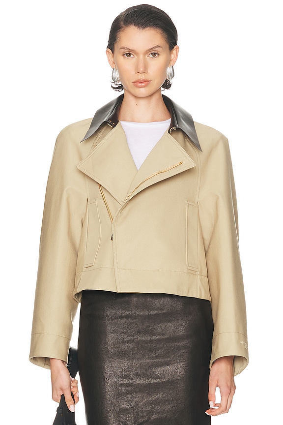 BOTTEGA VENETA BOMBER BEIGE BIKER STYLE JACKET バイカー Bottega Veneta Bomber Jacket in Beige | FWRD