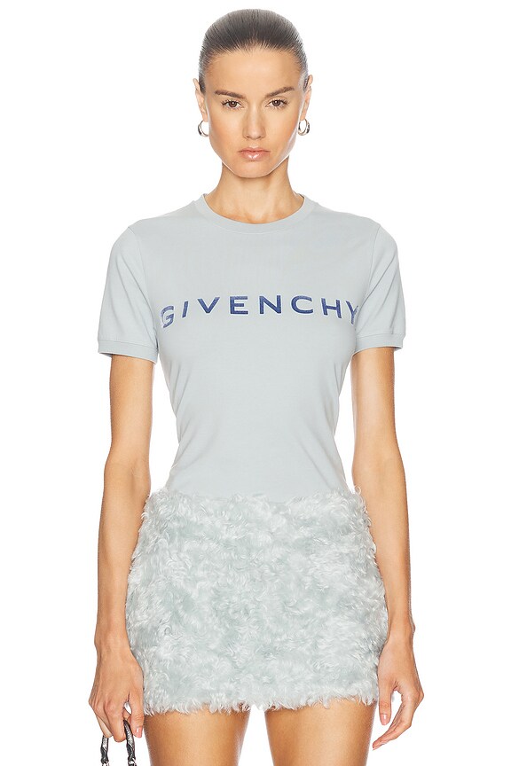 【送料&関税込】Givenchy Ringer T-shirt Givenchy Ringer T-shirt in Optic White & Blue | FWRD