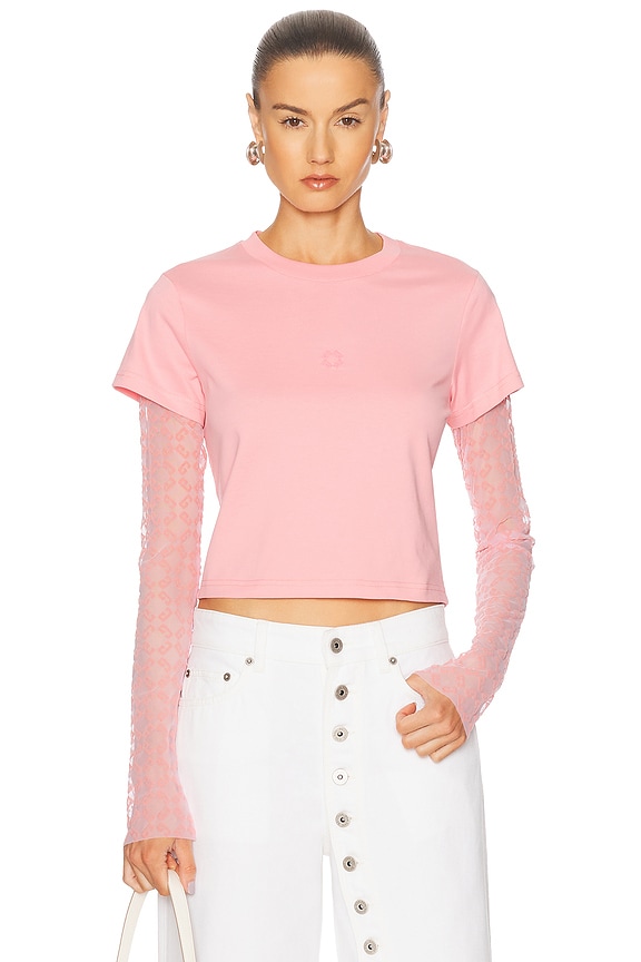 Miu Miu Logo Long Sleeve Top in Primula | FWRD