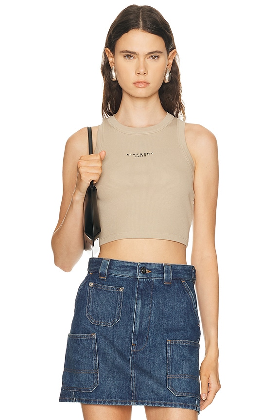 Miu Miu Logo Tank Top in Giallo & Tabacco | FWRD