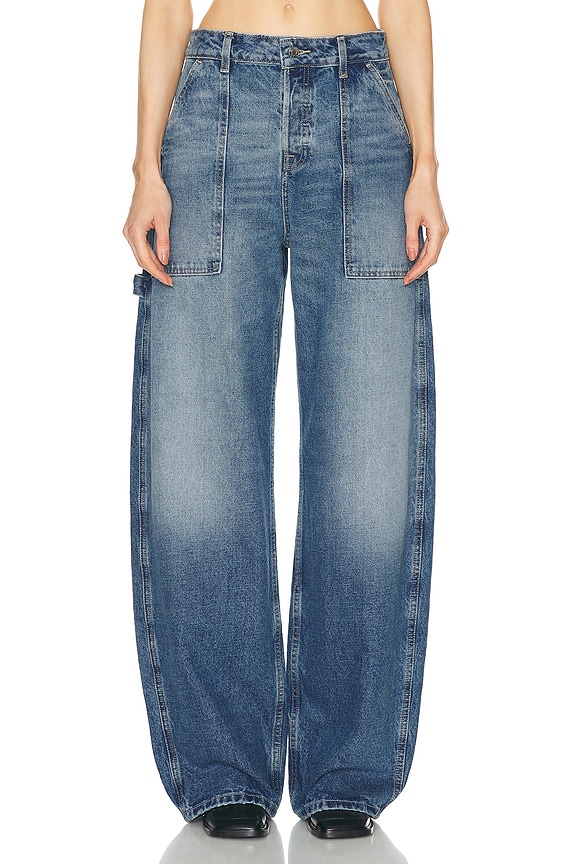 Balenciaga Cargo Pant in All Over Dirty Blue | FWRD Balenciaga Cargo Pant in All Over Dirty Blue | FWRD