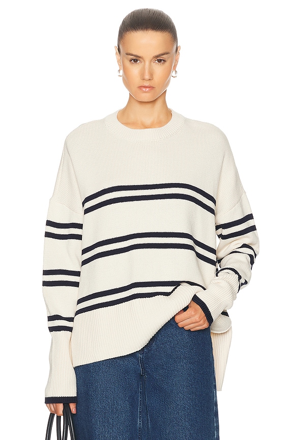 Acne studio kalon face ウールニット　XS Acne Studios Kalon Stripe Face Sweater in Navy & White | FWRD