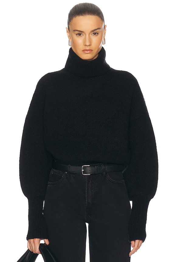 ALAÏA Heart Sweater in Noir | FWRD ALAÏA Heart Sweater in Noir | FWRD