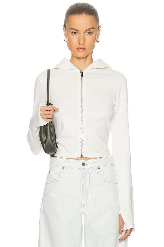Alexander Wang Cropped Mock Neck Sweatshirt in White | FWRD