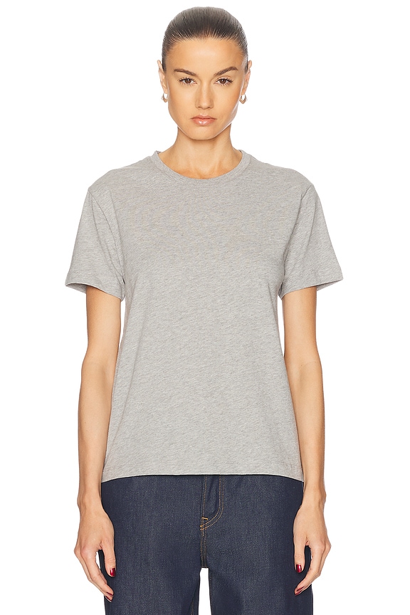 【TOTEME】Straight Cotton Tee pale grey melange 国内完売品 Toteme Straight Cotton Tee in Pale Grey Melange | FWRD
