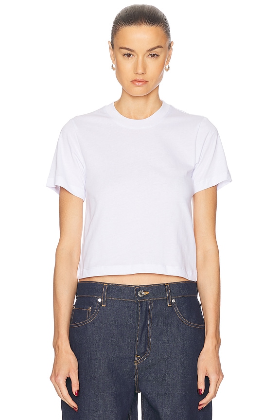 Alexander Wang Foundation Mock Neck Logo Tee in Soft White