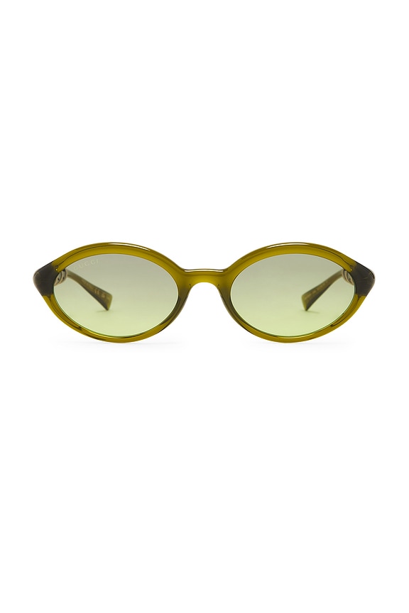 Gucci Pop Bamboo Oval Sunglasses in Green | FWRD