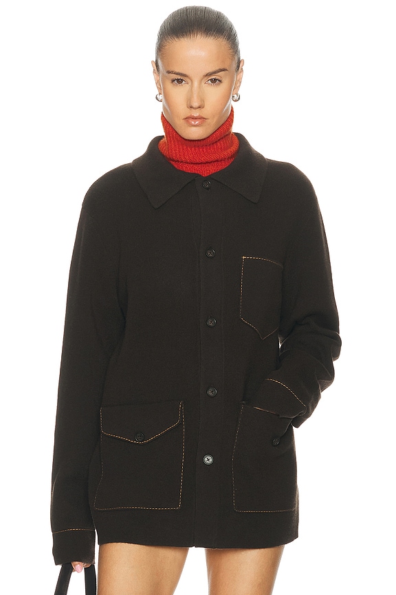 Magda Butrym Cinched Waist Suede Jacket in Brown | FWRD