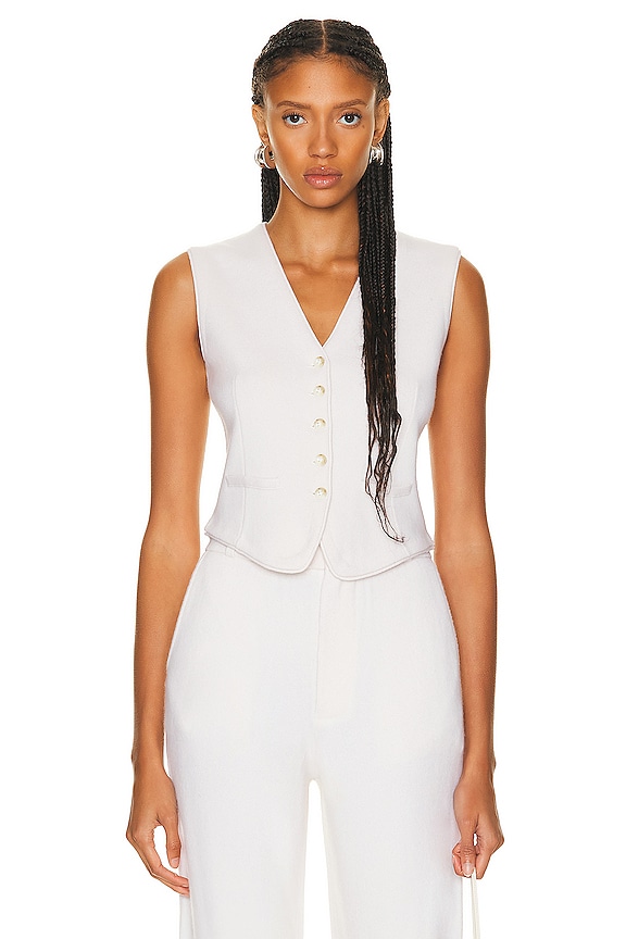 Enza Costa Boucle Knit Vest in Off White | FWRD