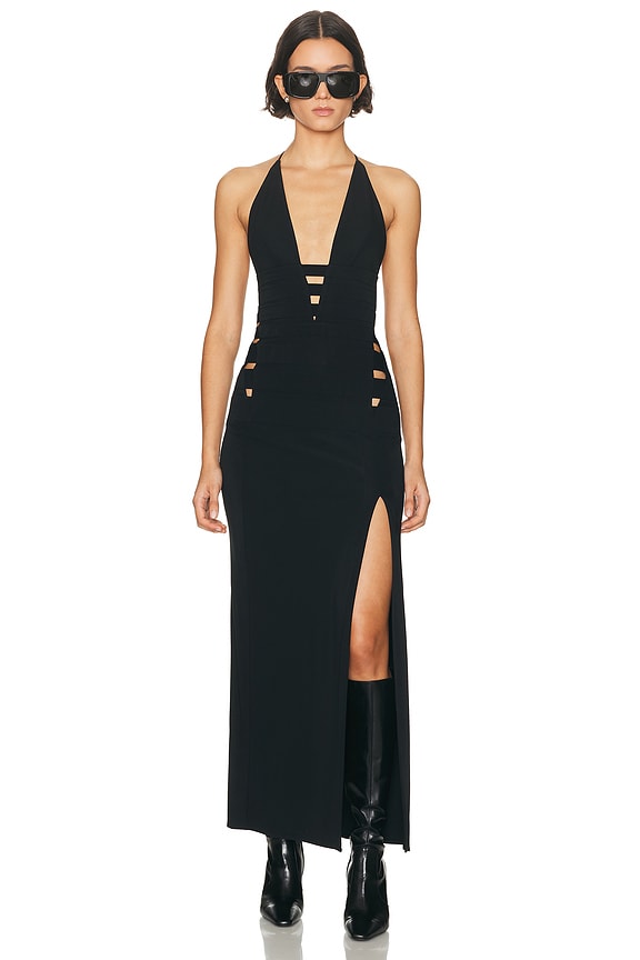 Dion Lee Silk Velvet Fine Line Cami Dress in Deep Green | FWRD