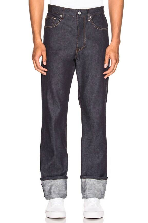 Helmut Lang Re-Edition Red Stripe Denim Jacket in Dark Blue