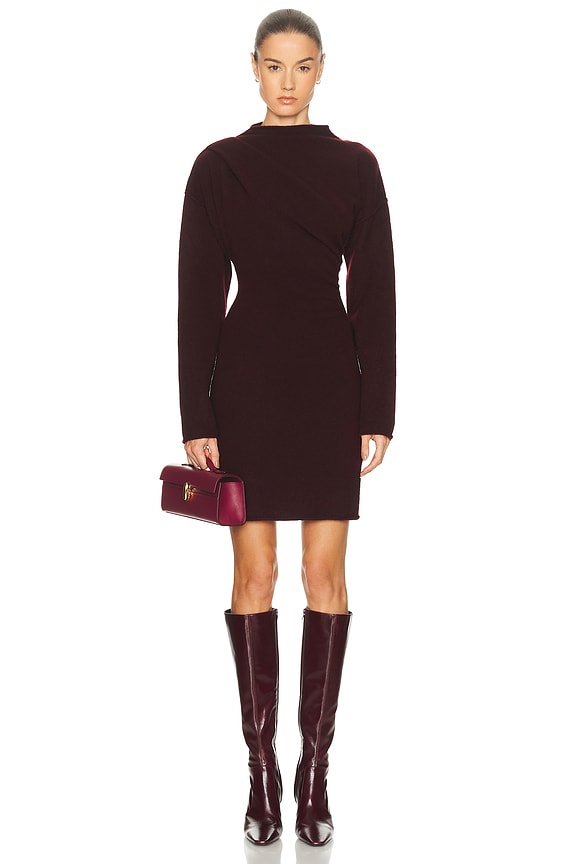 SEROYA Dessa Chunky Knit Sweater Dress in Merlot | FWRD