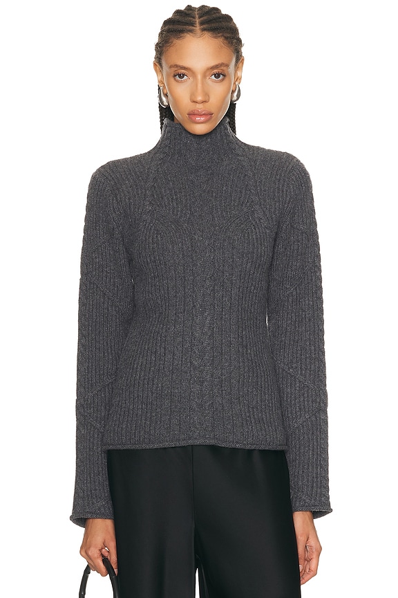 Helmut Lang Cut Out Sleeve Sweater in Charcoal Melange | FWRD