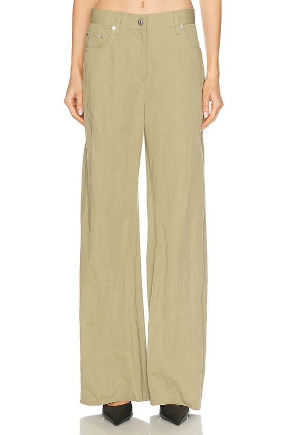 R13 Damon Pleated Wide Leg in Pale Yellow | FWRD
