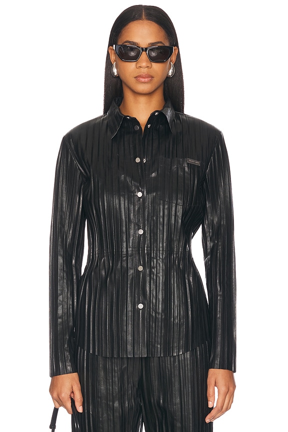 Alexander Wang Long Sleeve Top With Back Slit And Belt in