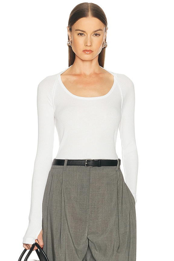 Helmut Lang Wrap Long Sleeve Tee in Chalk White | FWRD