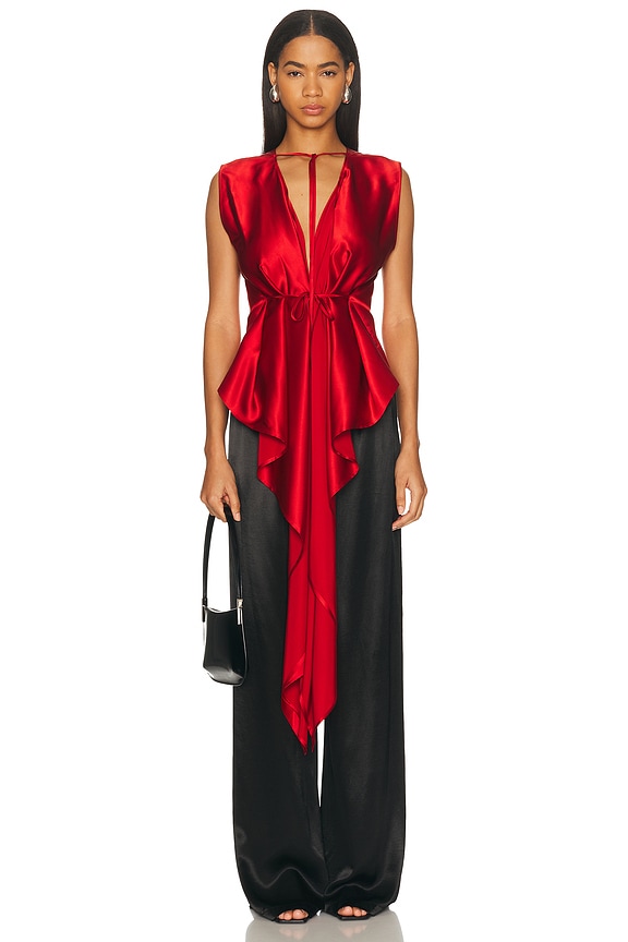 Jean Paul Gaultier Back Closure Scarf Draped Top in Light Grey