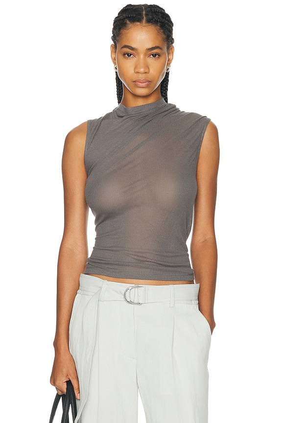 Rick Owens Sleeveless Cowl Neck Top in Dust | FWRD