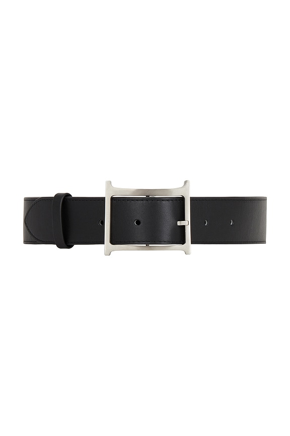Helsa Logo Mini Waist Belt in Black Croco & Silver | FWRD display picture 1