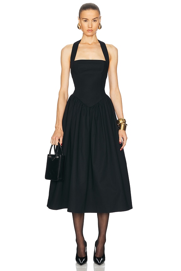 knee length dresses for ladies Satin Long Midi Dress with A Cutout 40 (FR) / Blue main image 0