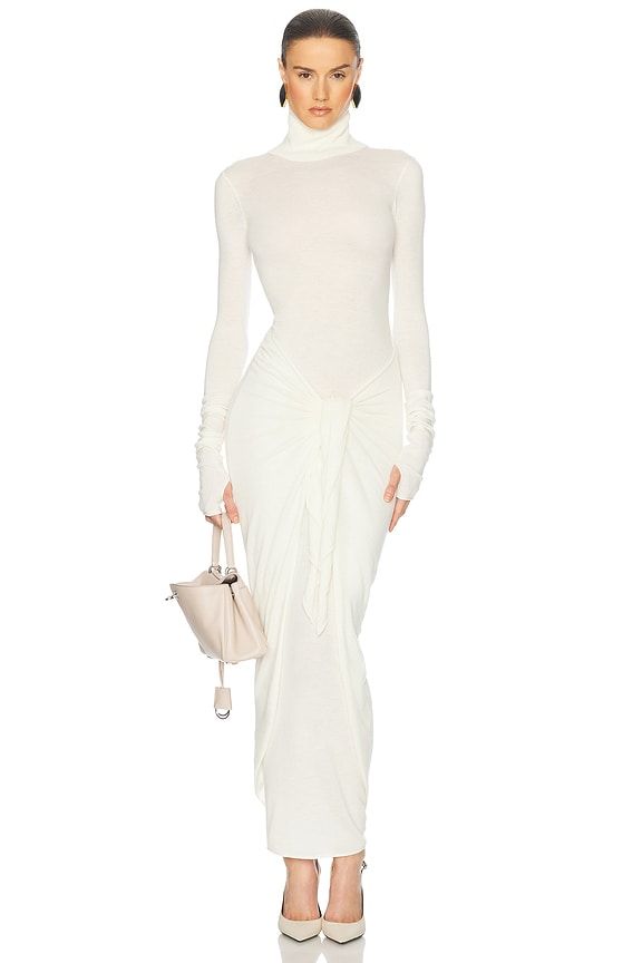 Eterne Long Sleeve Turtleneck Maxi Dress in Cream | FWRD