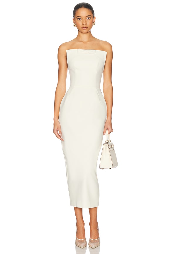 knee length dresses for ladies Self-Portrait- Cream Boucle Midi Dress – High-End Hire main image 1