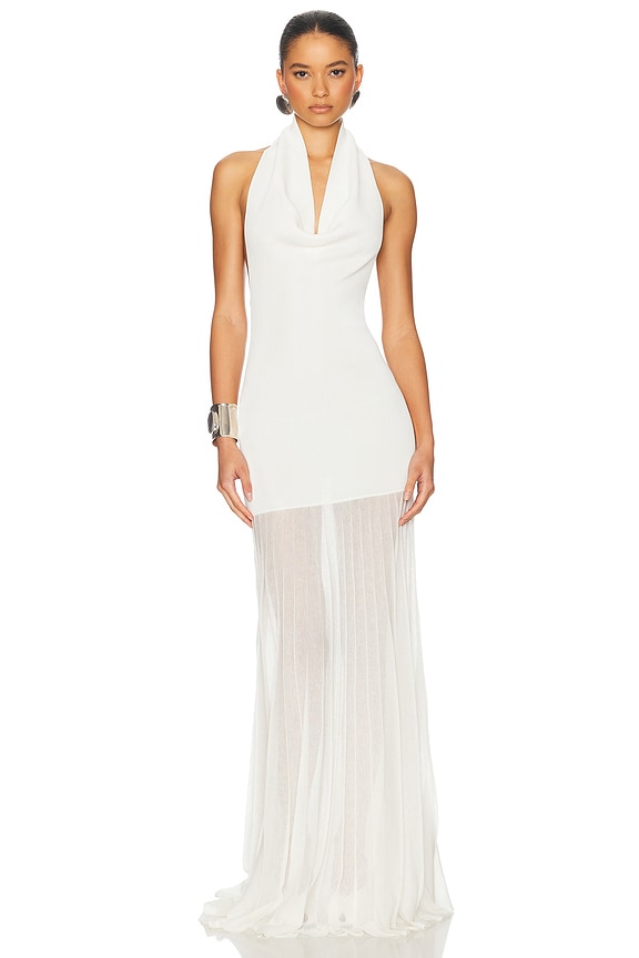 lanvin lace dress Lanvin Lace Effect Maxi Dress | Neutrals
