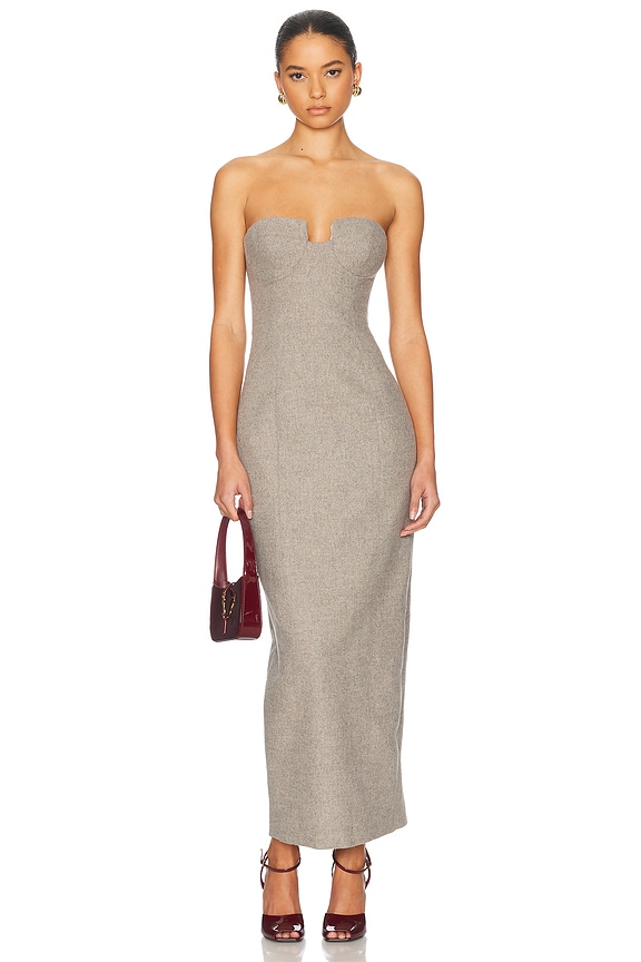 self-portrait メタリックブークレミディドレス self-portrait Sequin Boucle Midi Dress in Cream | FWRD