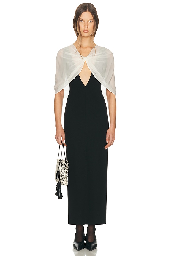 Jil Sander V Neck Cutout Dress in Black | FWRD