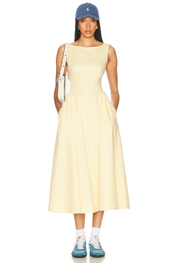 cascadian asymmetric dress Zimmermann in Yellow Stripe Japanese Sweet Girls A-Line LONG this midi dress offers Color:Pearl-Pink