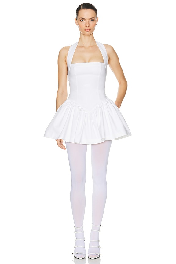 helsa poplin mini dress Helsa Poplin Bubble Mini Dress in White