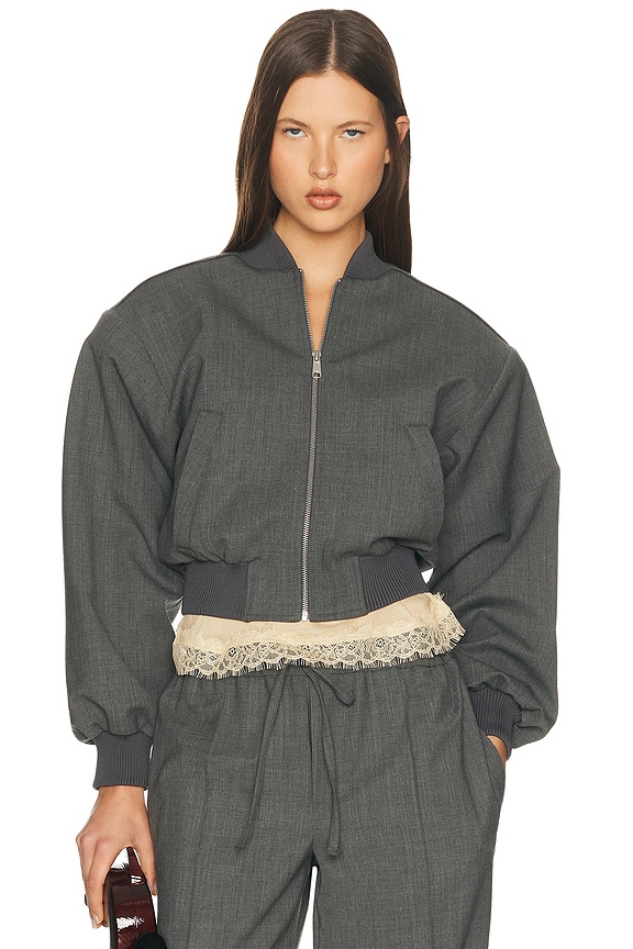 Alexander Wang Cropped Zip Up Jacket in Washed Granite | FWRD