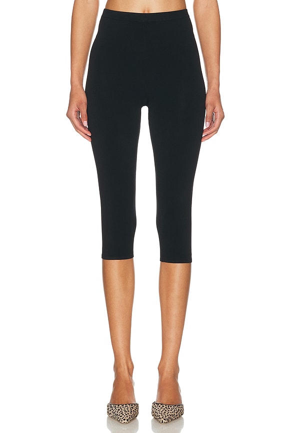Toteme Compact Knit Capri Trouser in Black | FWRD