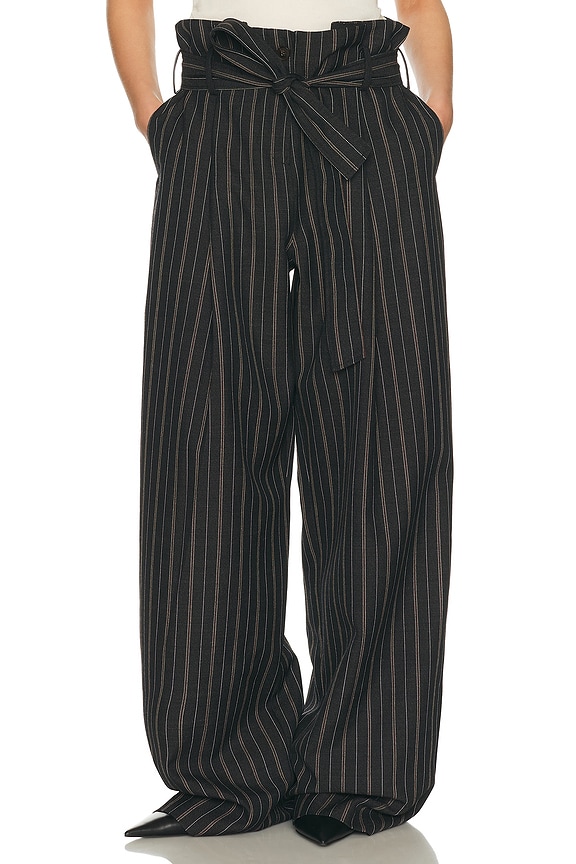 Acne Studios Plave Pinstripe Trouser in Grey Melange | FWRD