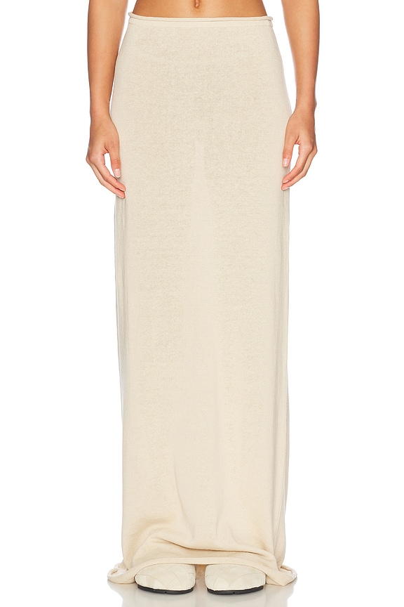 SIMKHAI Verina Midi Pencil Skirt With Slit in Natural White SIMKHAI Verina Midi Pencil Skirt With Slit in Natural White