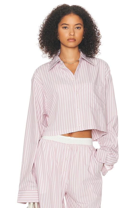 ☆F.ILLUMINATE☆ Double pinstripe shirt pink Men's Tailored-Fit Light Pink Cotton Shirt with 'Sports