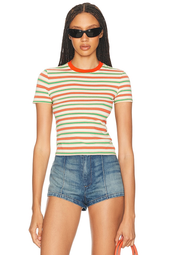 Miu Miu Short Sleeve T-Shirt in Verde, Bian Co, & Azzurro | FWRD